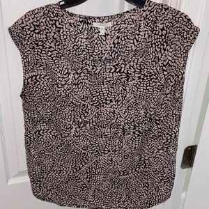 Maurices Pink and Black Printed Cap-Sleeve Blouse